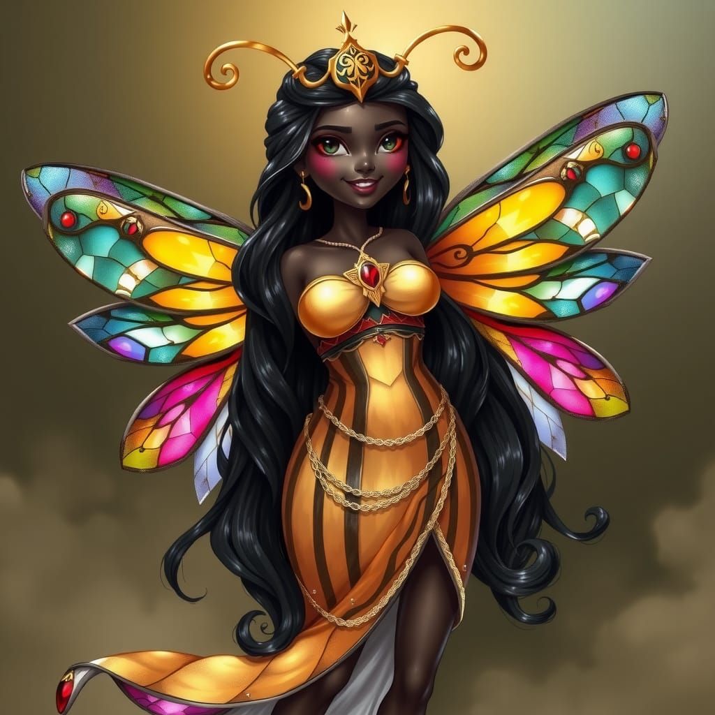 Bumblebee Queen: Anthropomorphic Insect Fantasy Portrait