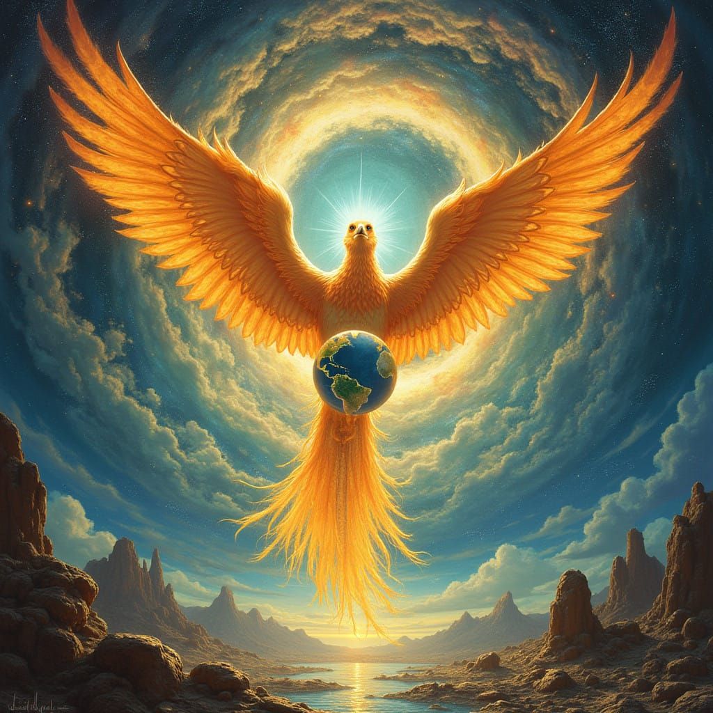 Majestic Phoenix Transports Earth to Otherworldly Realm