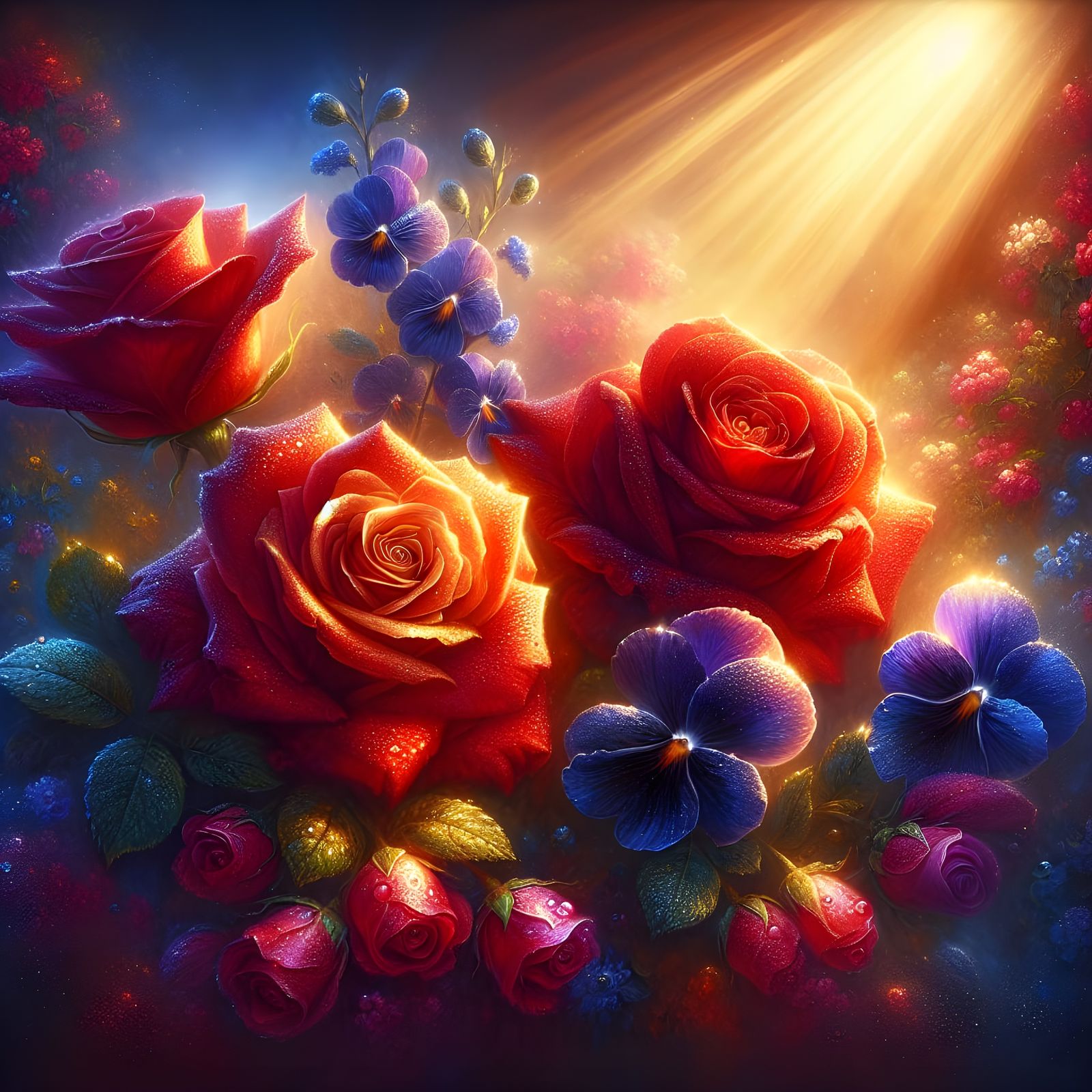 Radiant Roses and Vivid Violets in Fantasy Setting