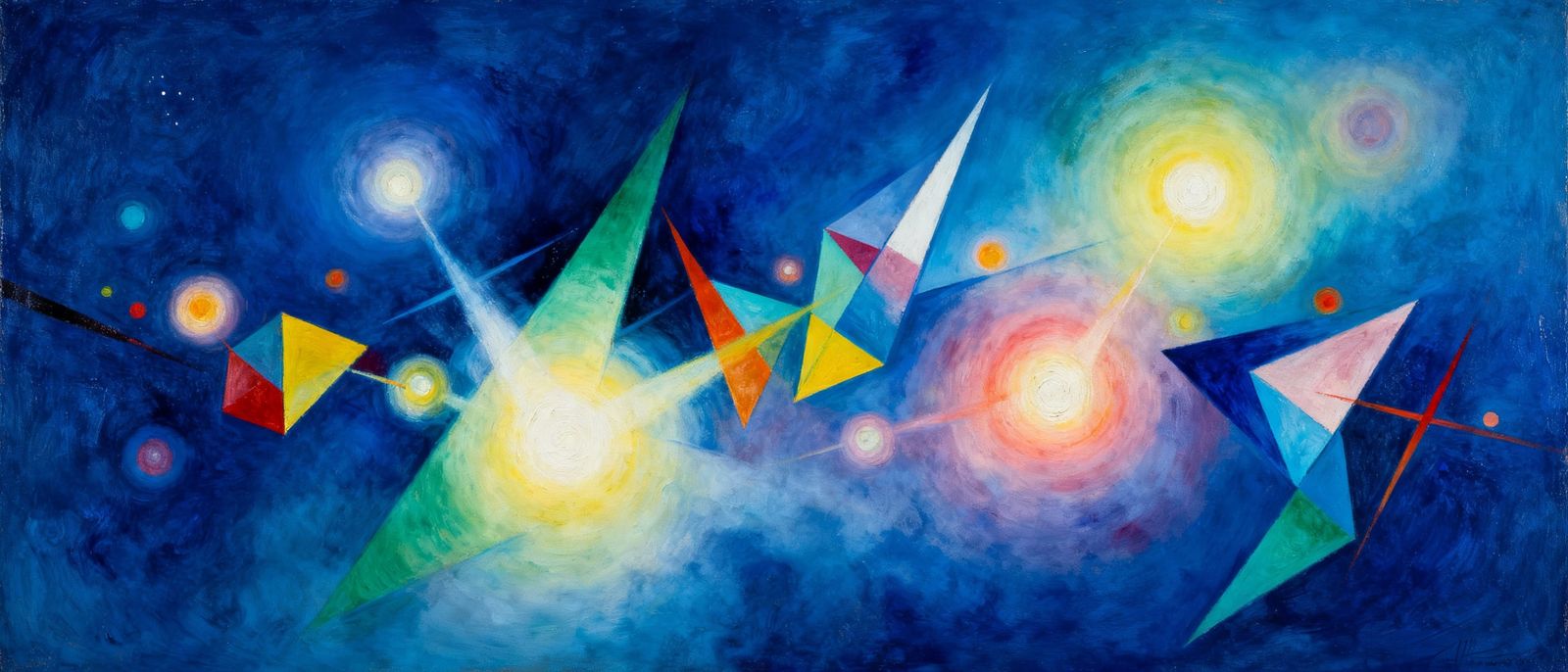 Surreal Geometric Shapes Pulsating with Ethereal Light Oil P...