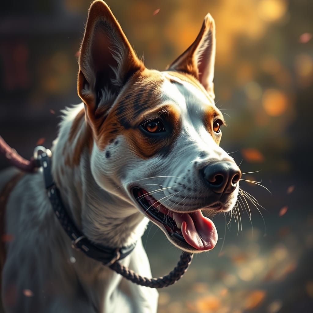 Hyperrealistic Dog Portrait with Loose Leash