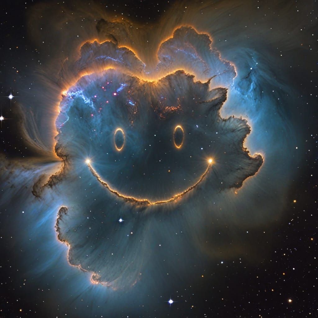 Ethereal Cosmic Smile Erupts in Hubble's Nebula