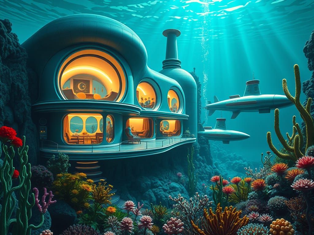 Futuristic Googie House at the Bottom of the Sea