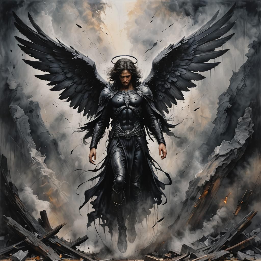 Fallen Angel: Cinematic Oil Painting in Epic Realism