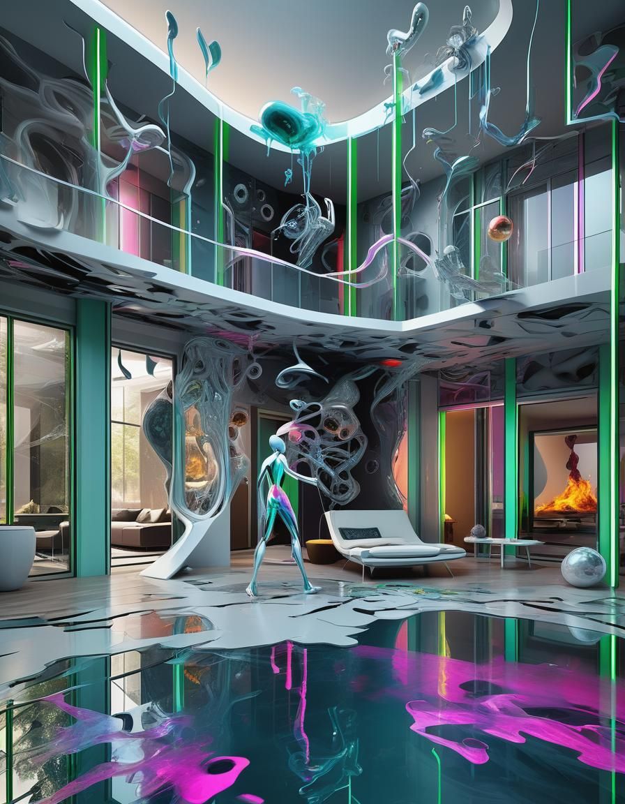 Whimsical Humanoid Entities in Glitchcore Luxury