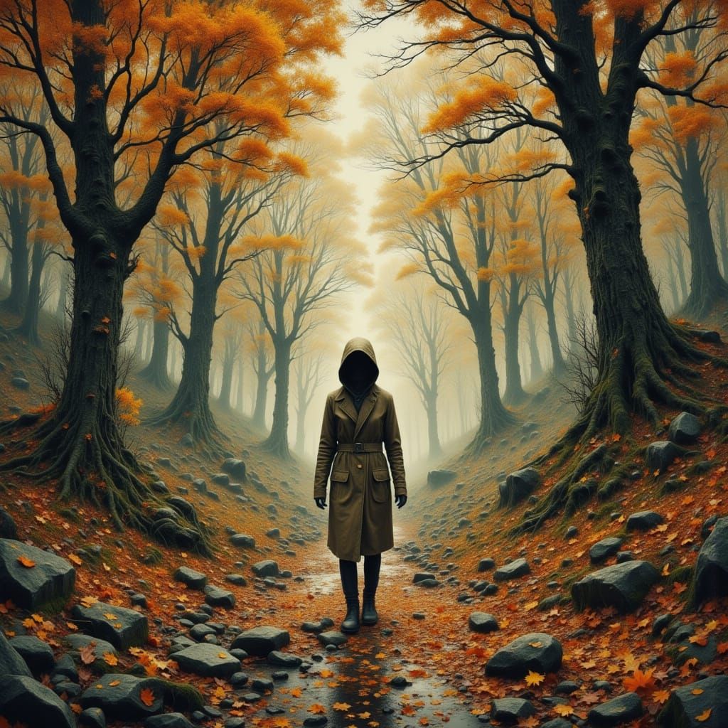 Surreal Autumn Landscape Walk in Abstract Reality