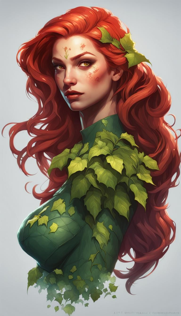 Poison Ivy Portrait in Hyperdetailed Style