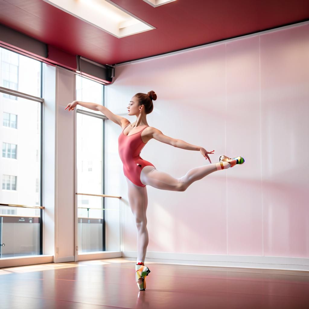 Pretty Japanese Girl in Ballet Class