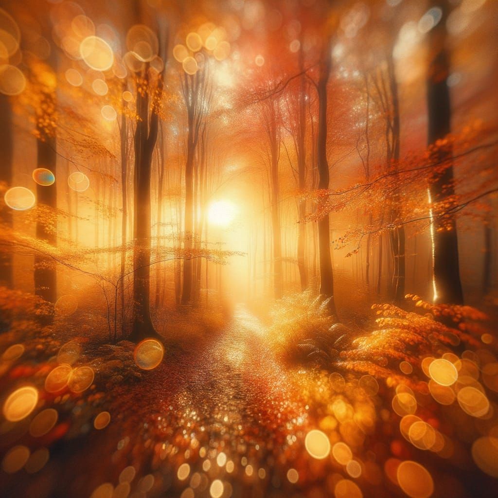 Dreamy Autumn Forest Path in Soft Focus