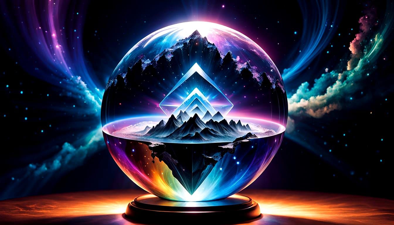 Infinite Crystal Globes Reflecting Rainbow Light