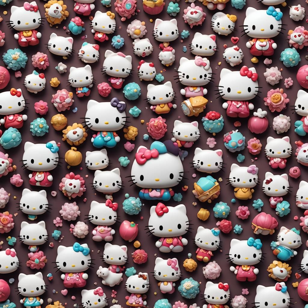 Adorable Animal Baby Hello Kitty in Matte Painting