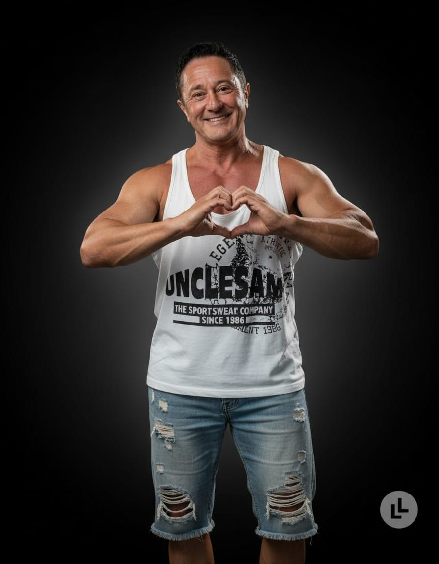 Muscular Person in Torn Denim and White Tank Top