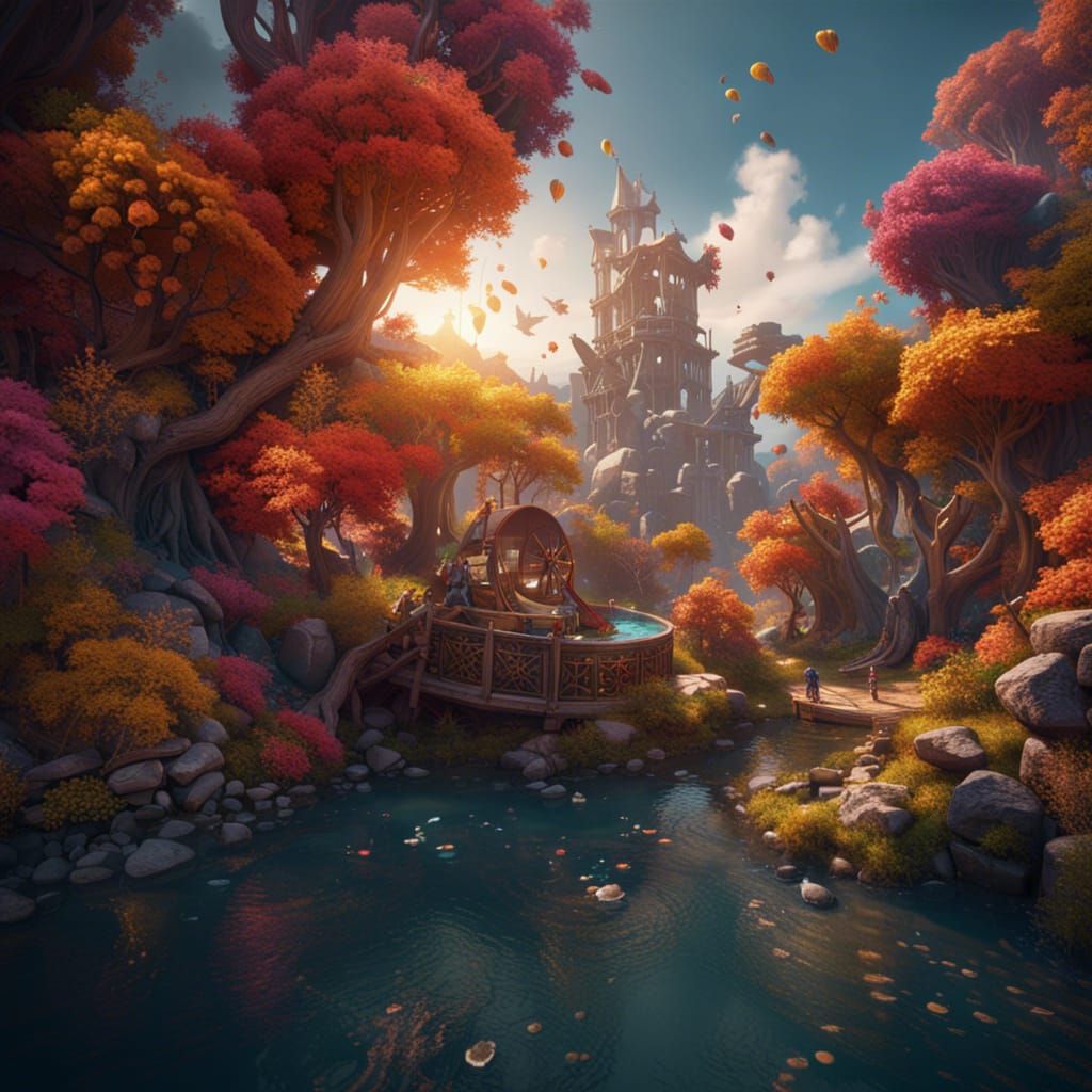 Fantastical Seasons in the Sun: Detailed Matte Painting