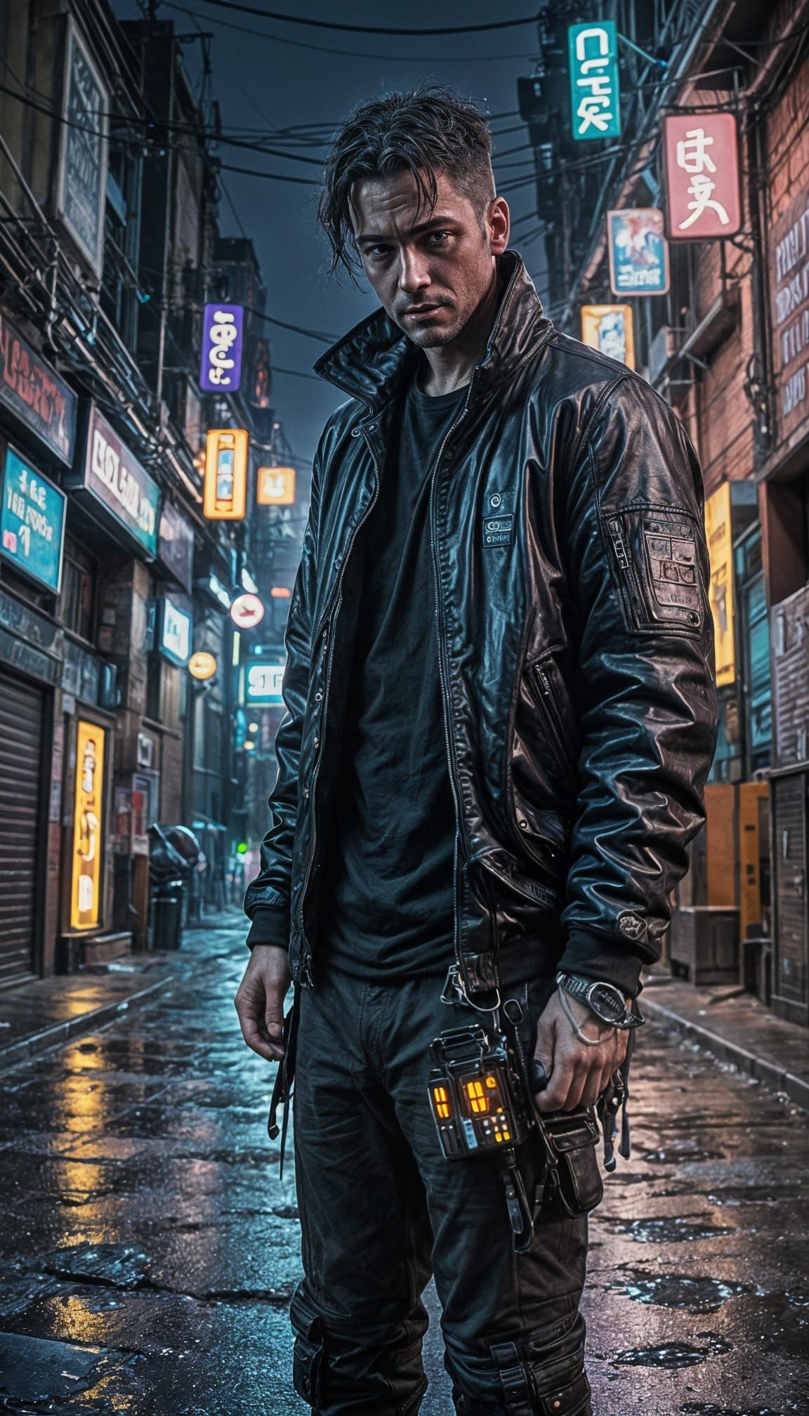 Cyberpunk Depression: Middle-Aged Man's Inner Turmoil