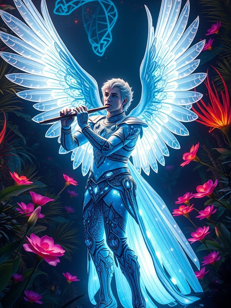 Celestial Guardian in Neon Paradise