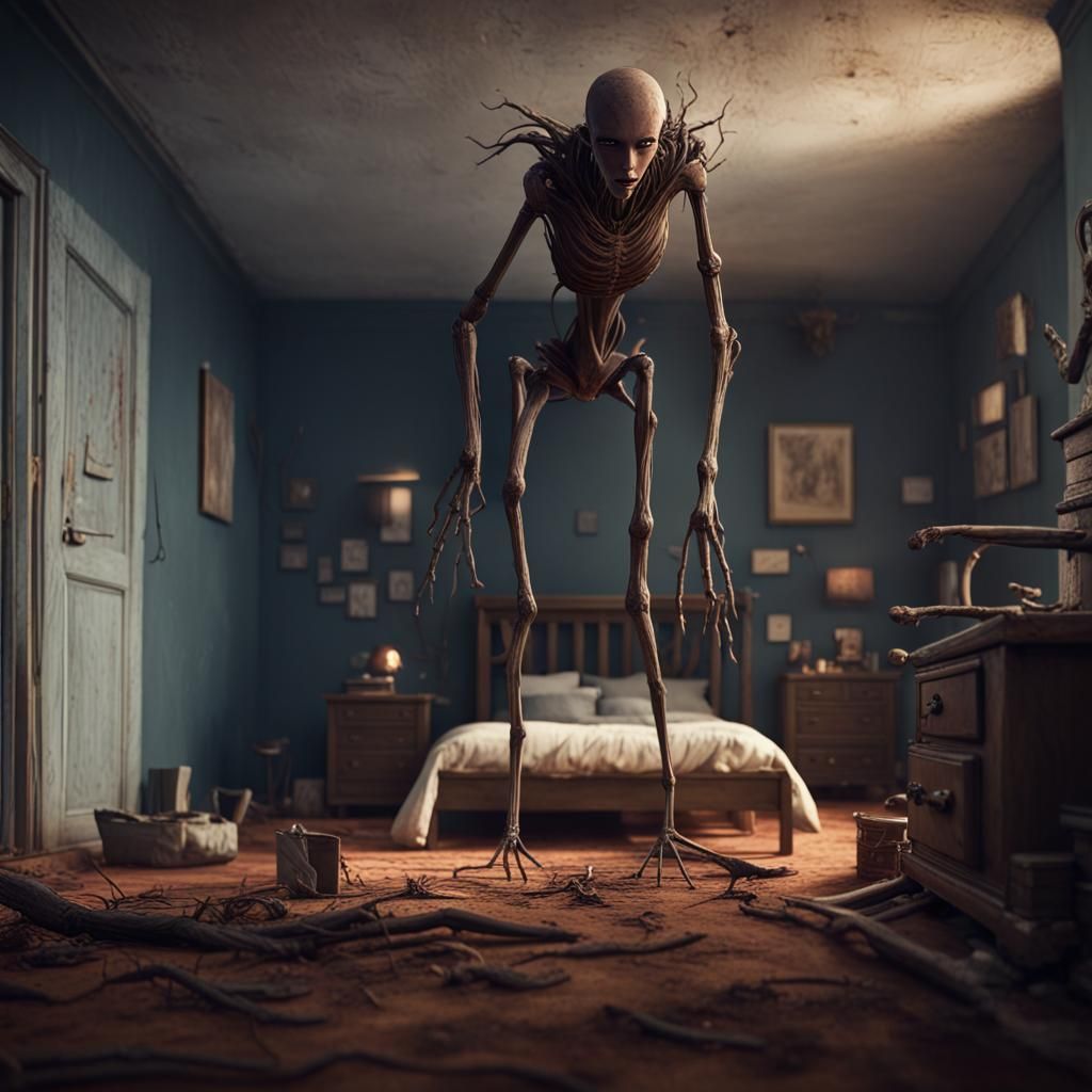 Eerie Stick Figure Emerges in Dark Fantasy Art