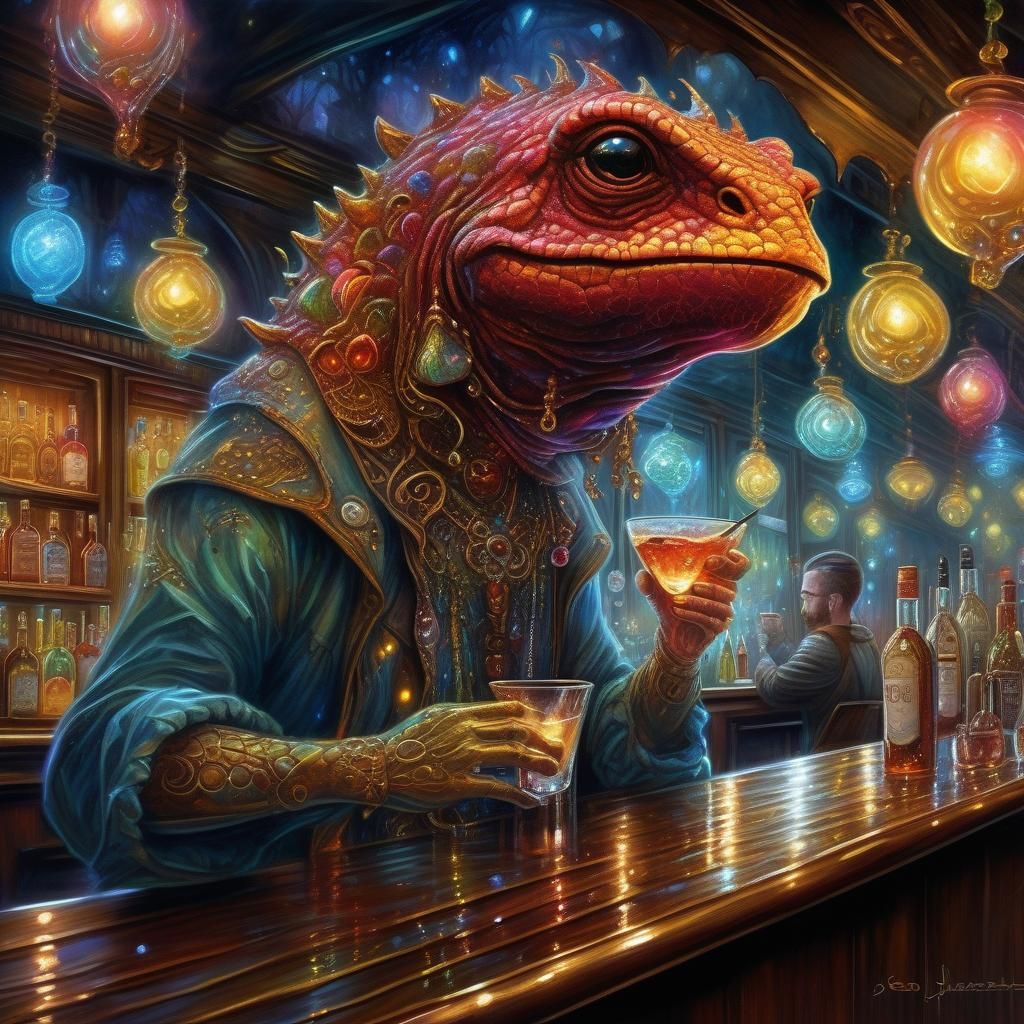 Garnet Monster Bartender in Surreal Fantasy Art