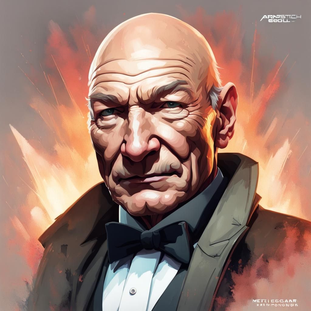 Patrick Stewart as President Baker: Hyperdetailed Portrait