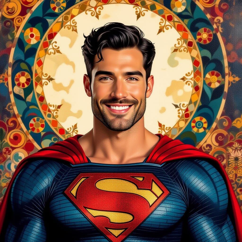 Superman Portrait in an Impressionist Style