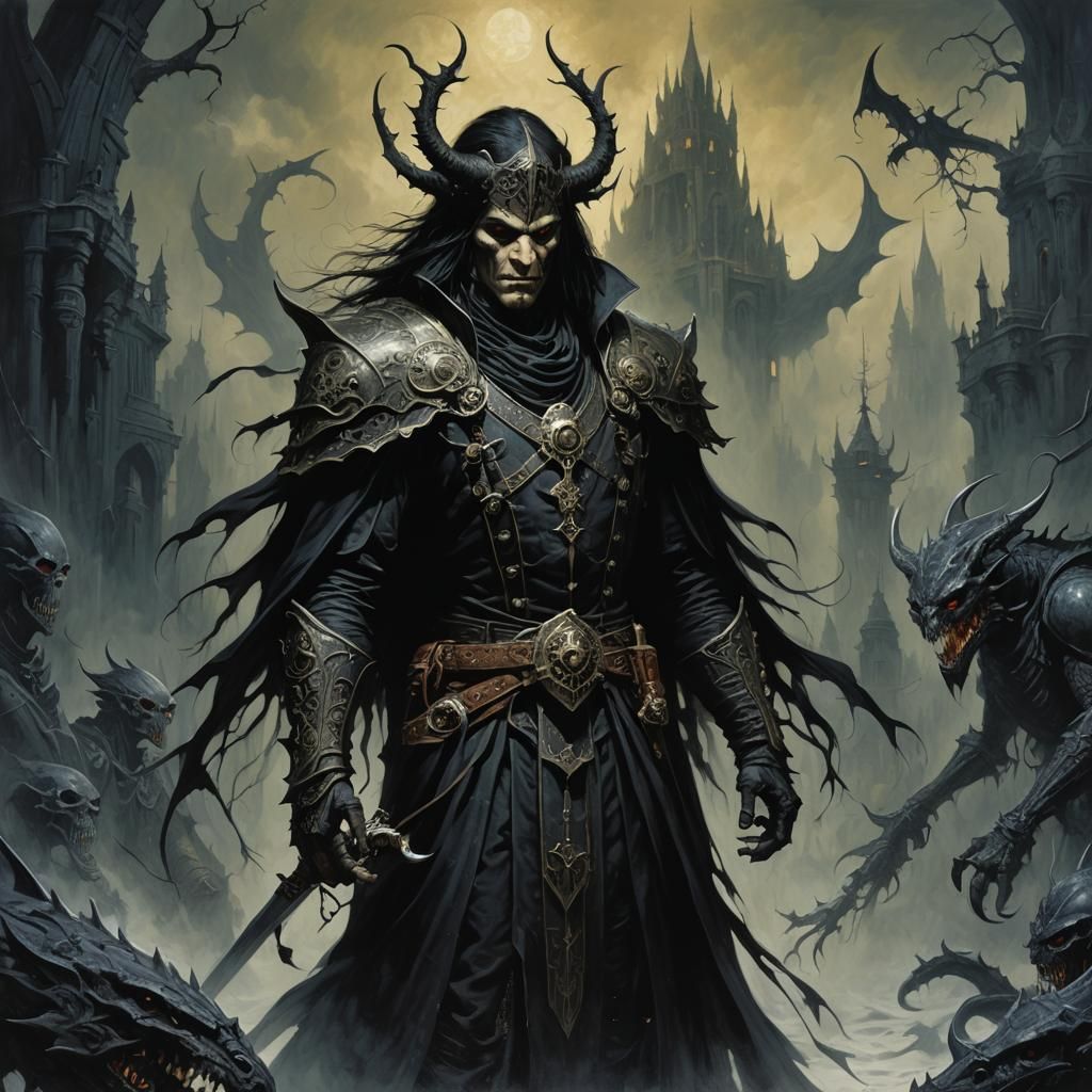 Dark Fantasy Scene in Gerald Brom Style