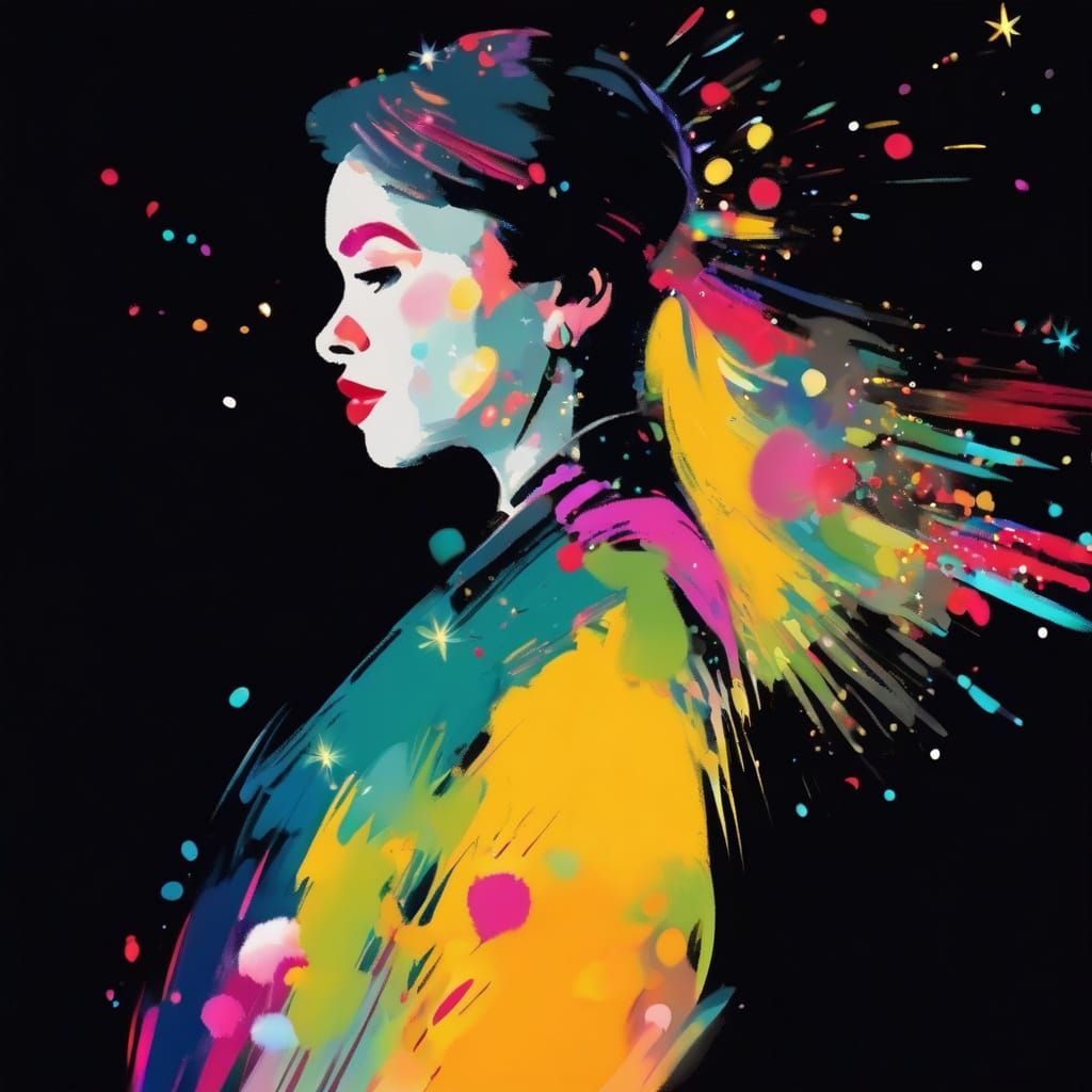 Festive Fireworks Display in Impressionist Style