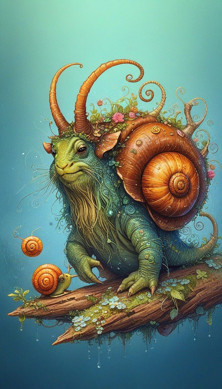 Beautiful Snail Troll Character Art