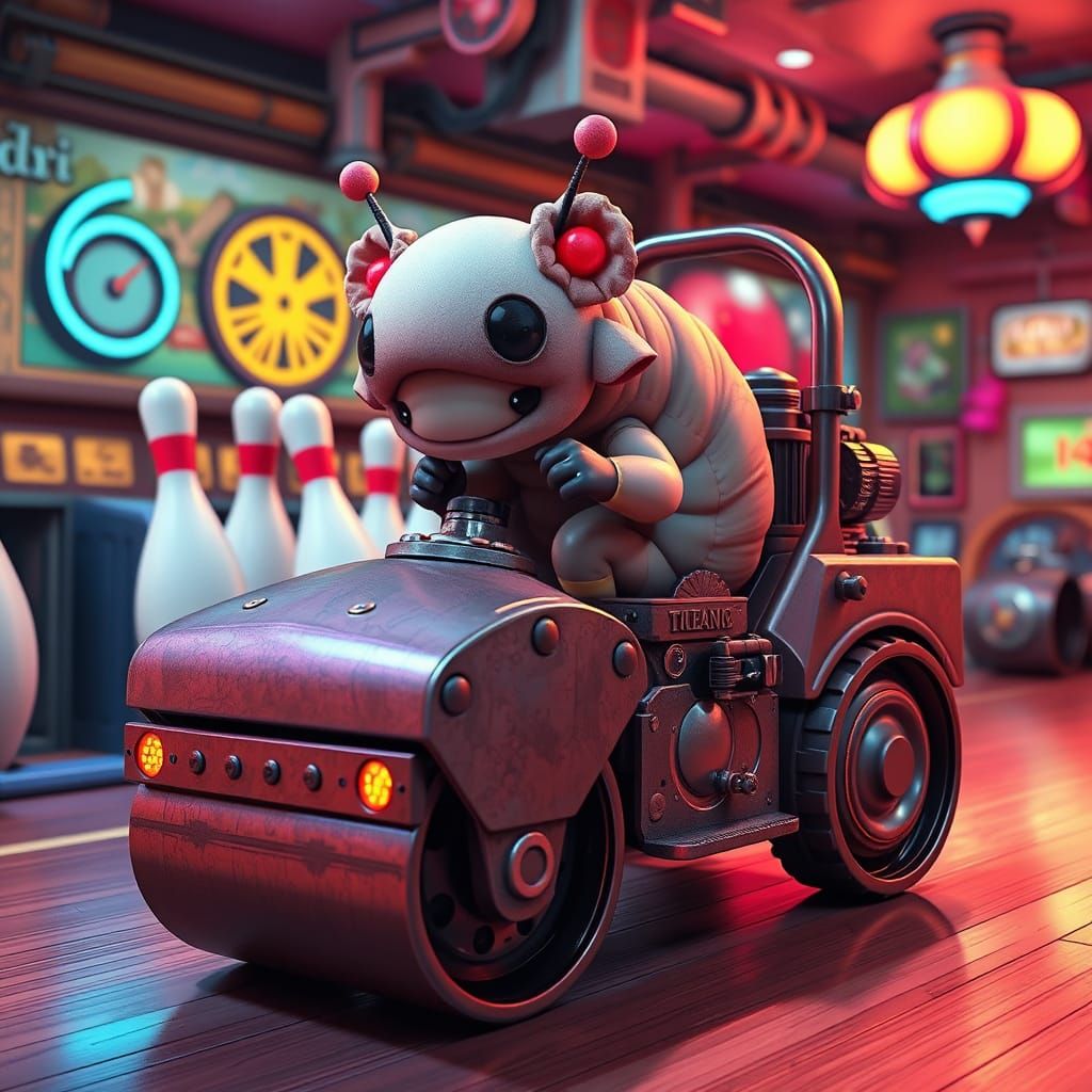 Tardigrade Steamroller Bowling in Anime 3D Style