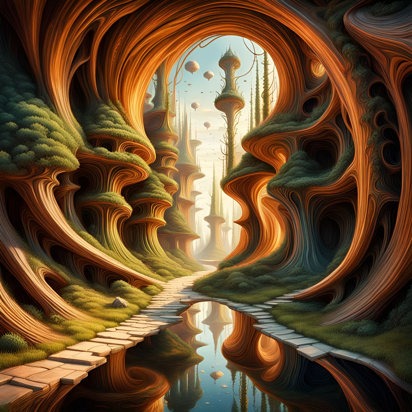 Surreal Alien Landscape in Photorealistic Style