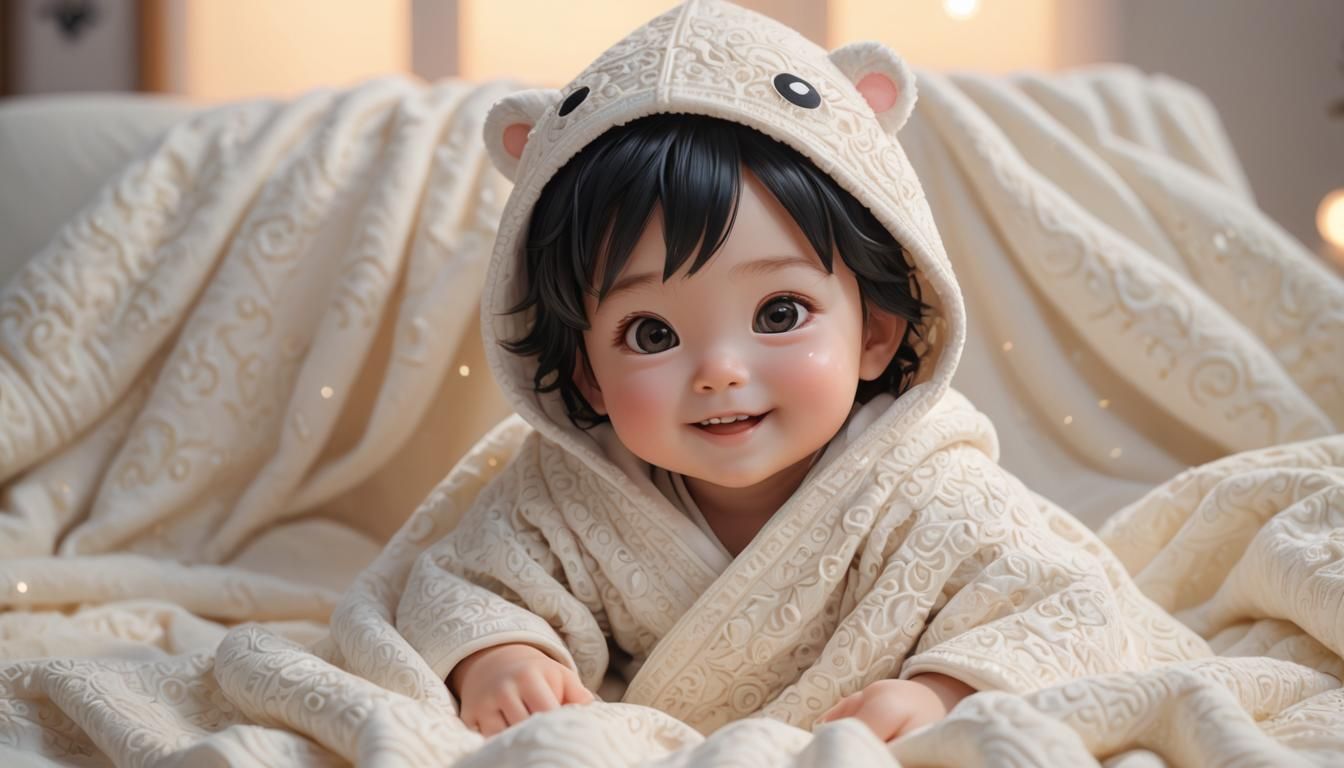 Cute Anime Baby Portrait in 3D Art