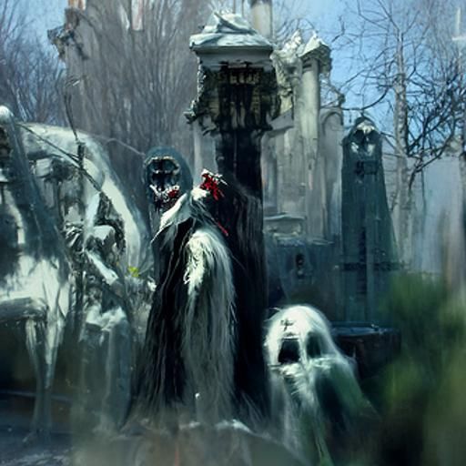 Creepy Victorian Vampire Cemetery at Night