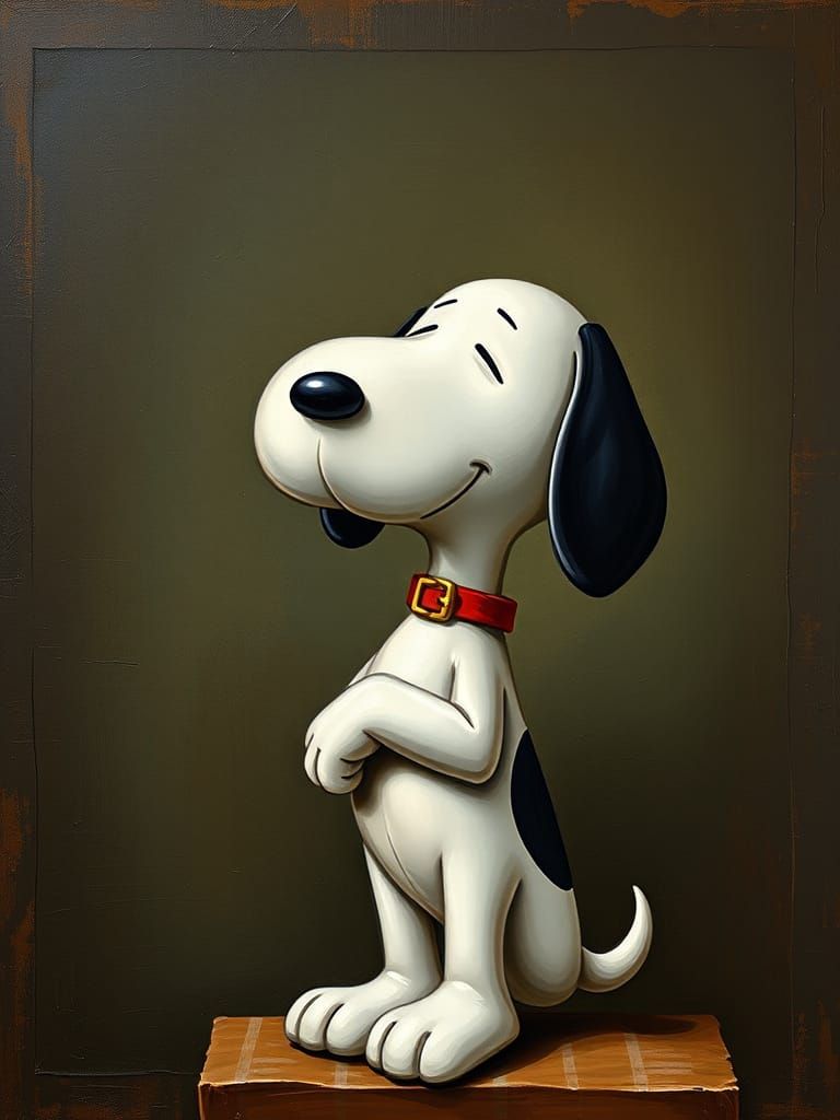 Snoopy as Mona Lisa: An Oil Painting Parody