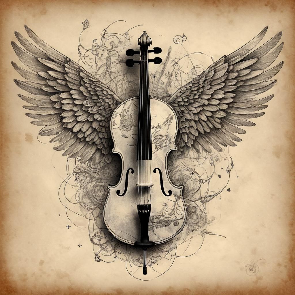 Violin with Wings: Neo-Pop Illustration
