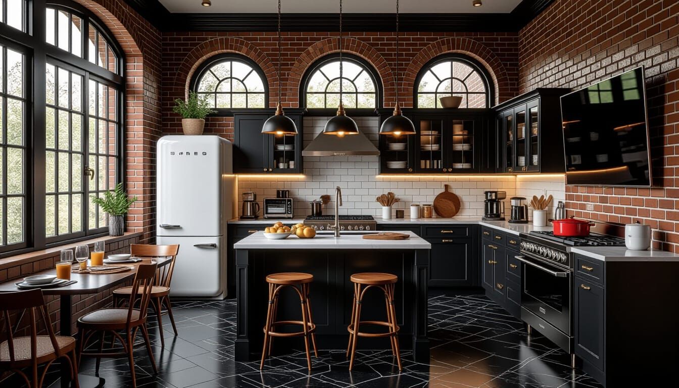Vibrant Victorian Kitchen with Modern Appliances