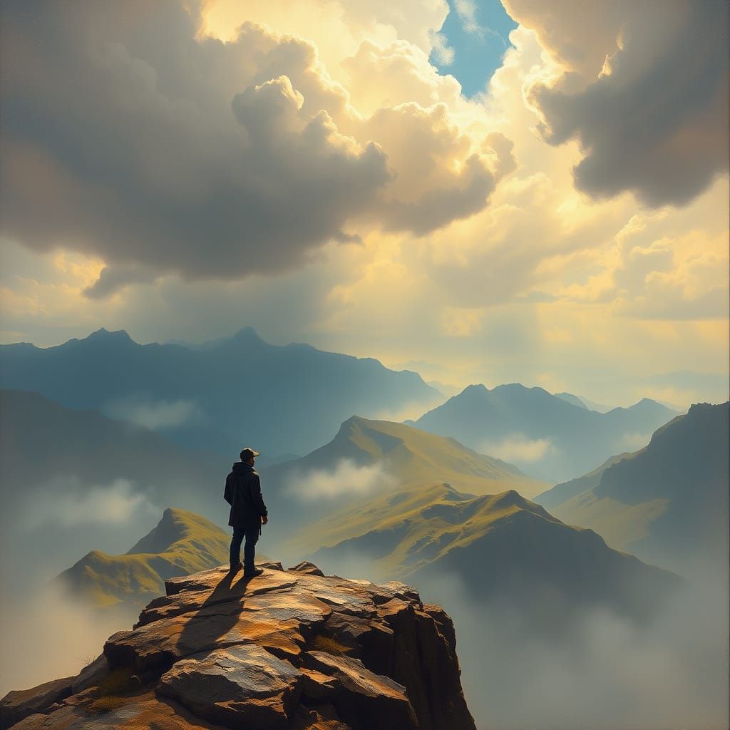 Stormy Cliff Landscape in Dramatic Brushstrokes