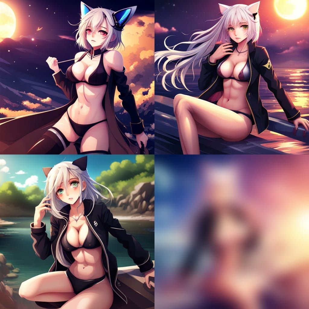 Anime Girl with Cat Ears in Modern Style