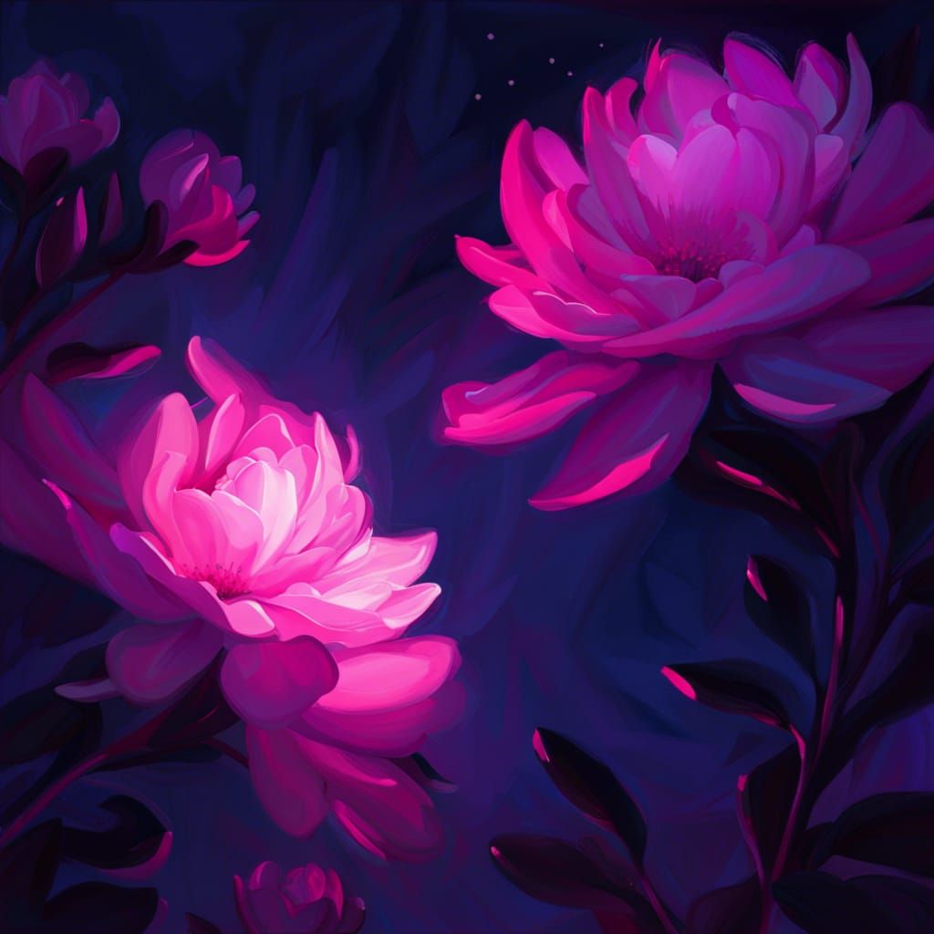 Figure Glowing Pink in Dark Room: Digital Painting