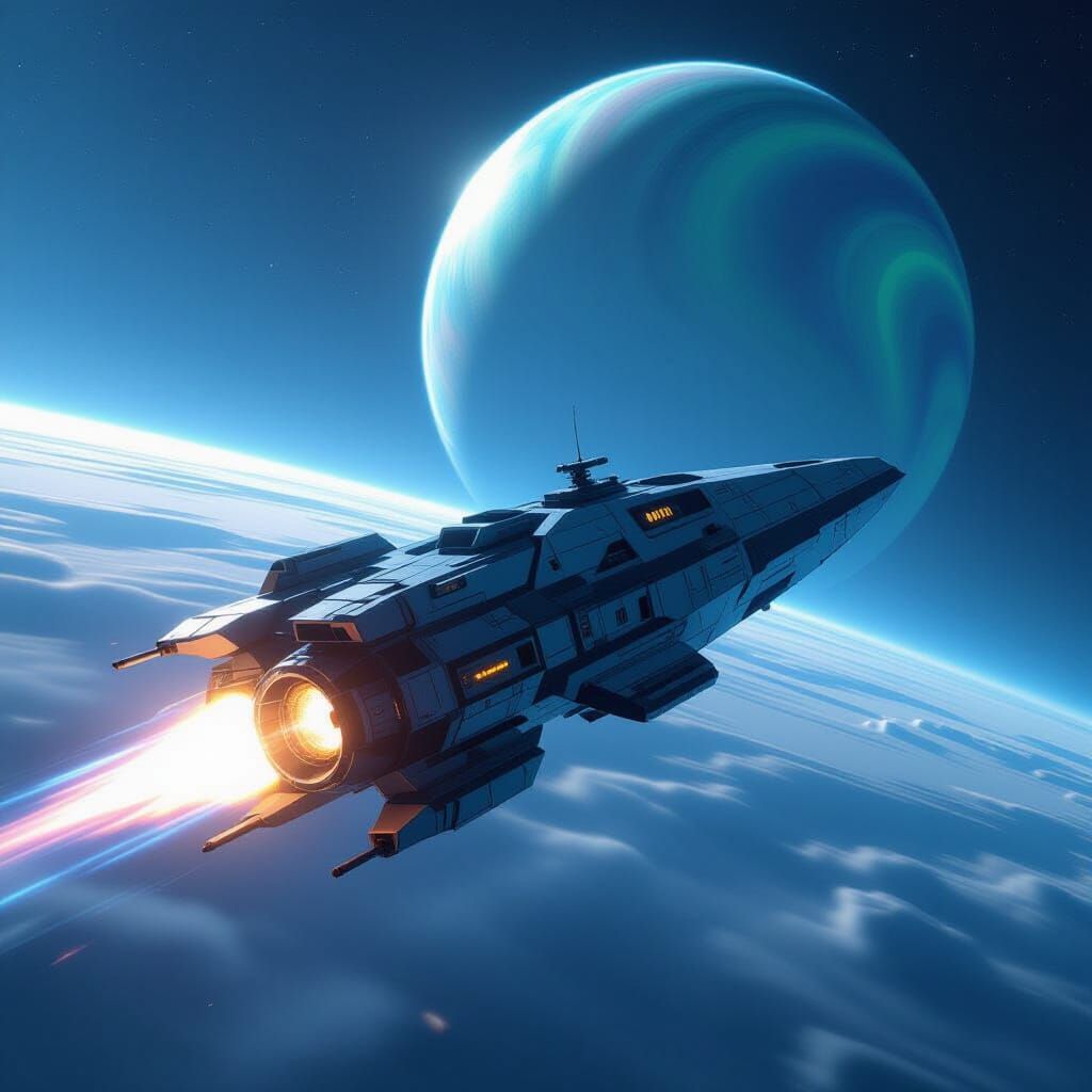 Angular Spaceship Accelerates Towards Gas Giant