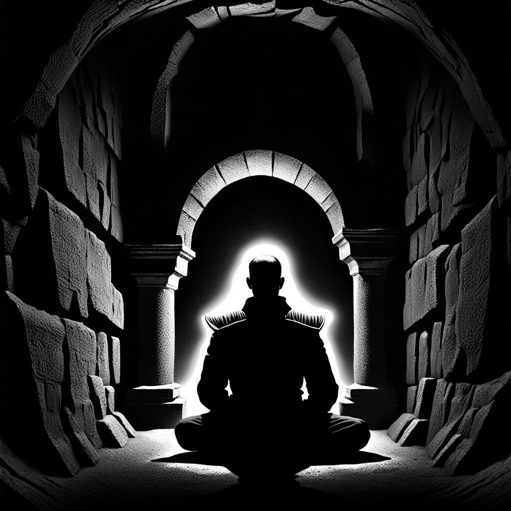 Eerie Cave Dweller in Moonlight, Digital Art