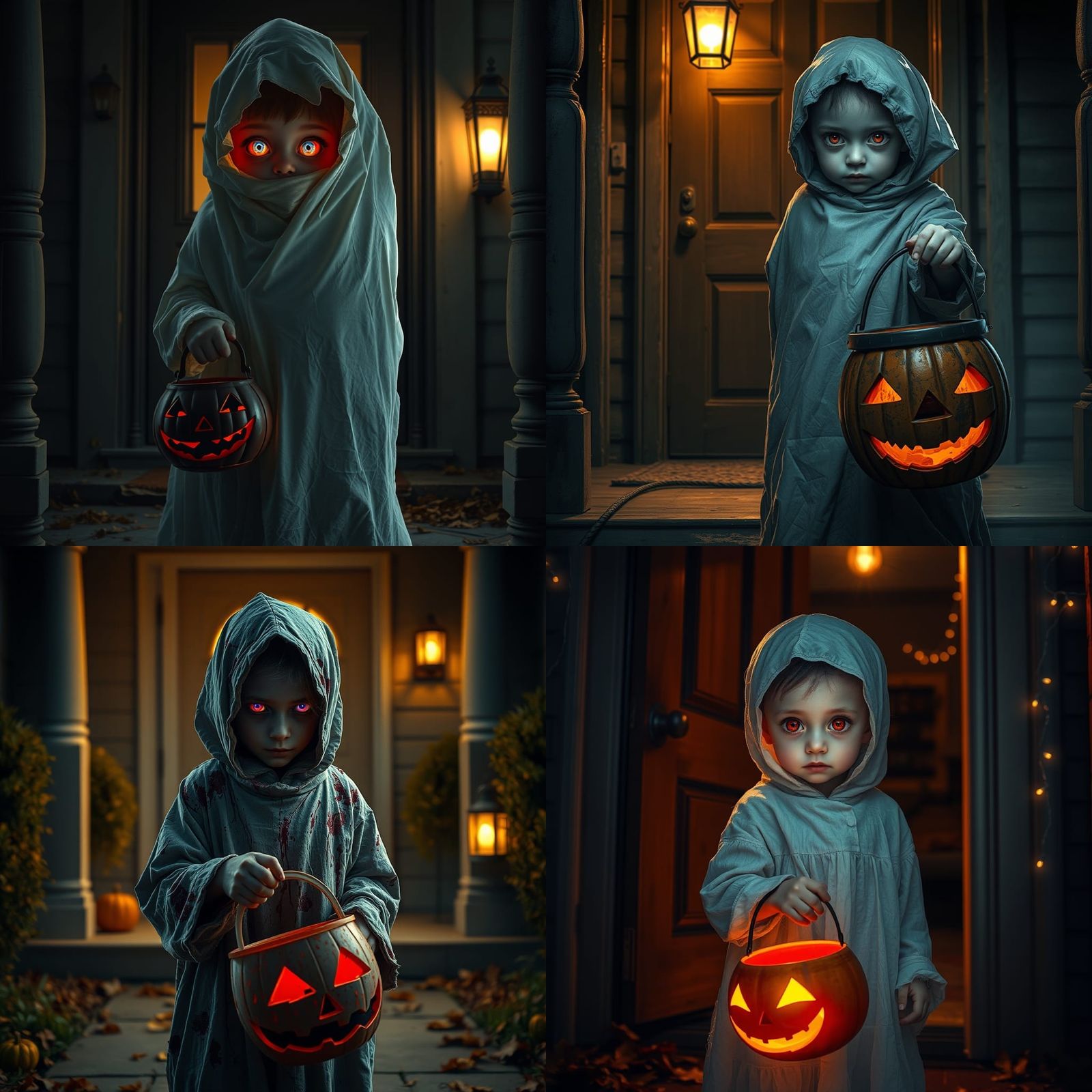 Scary Ghost Child Trick-or-Treating in Creepypasta Style