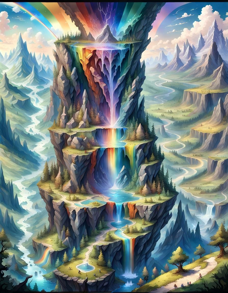 Rainbow Mountain: A Vertical Fantasy Map