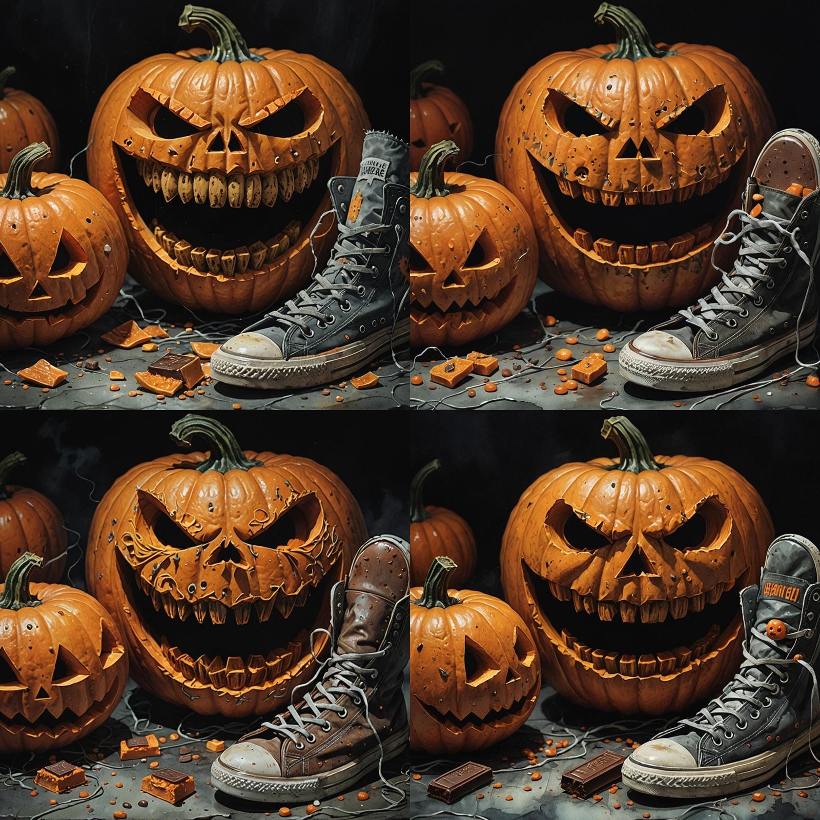 Surreal Horror: Singing Jack-o'-Lanterns in Watercolor