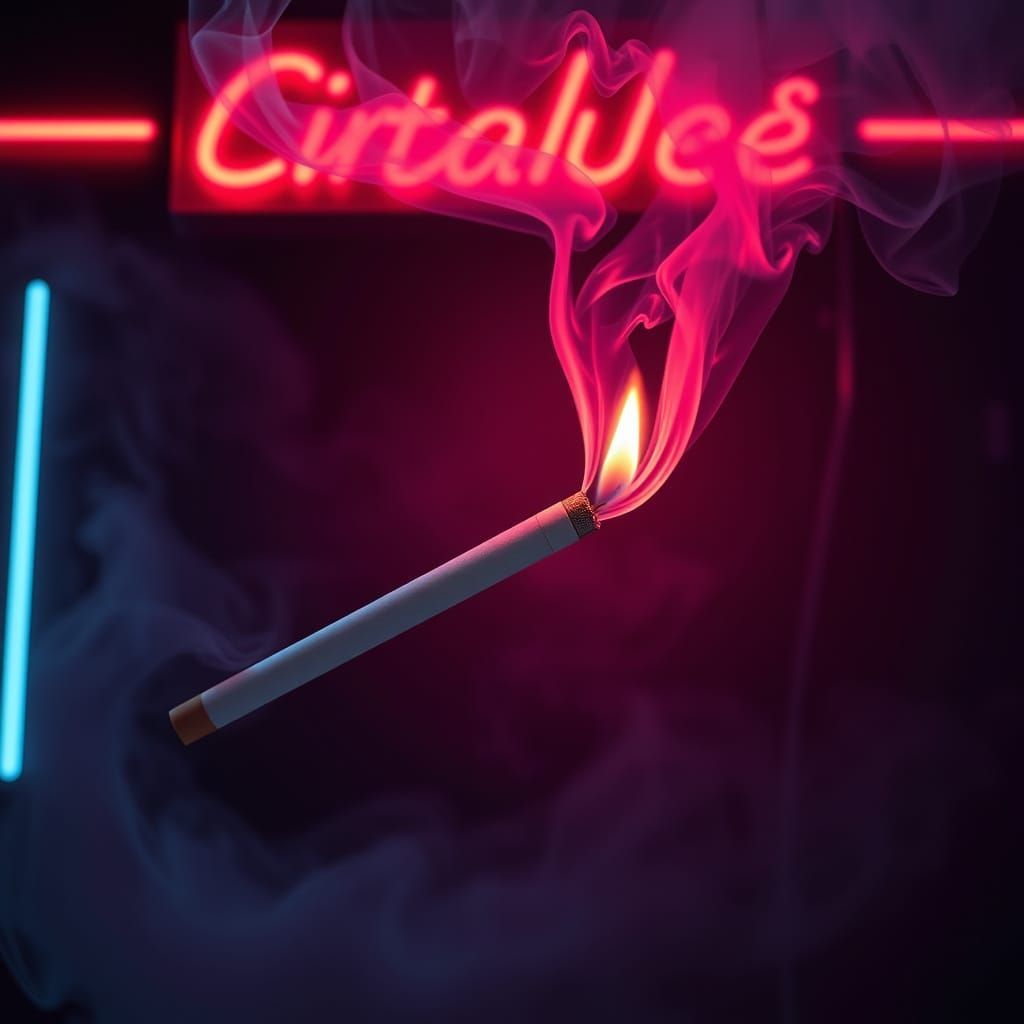 Cigarette Smoke in Moody Film Noir Scene