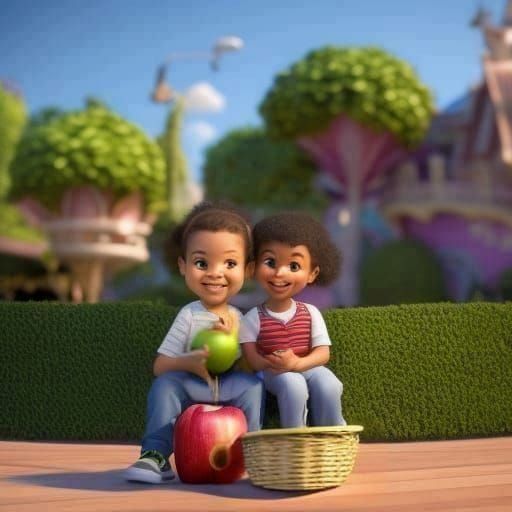 Two People Sharing Apples on a Porch