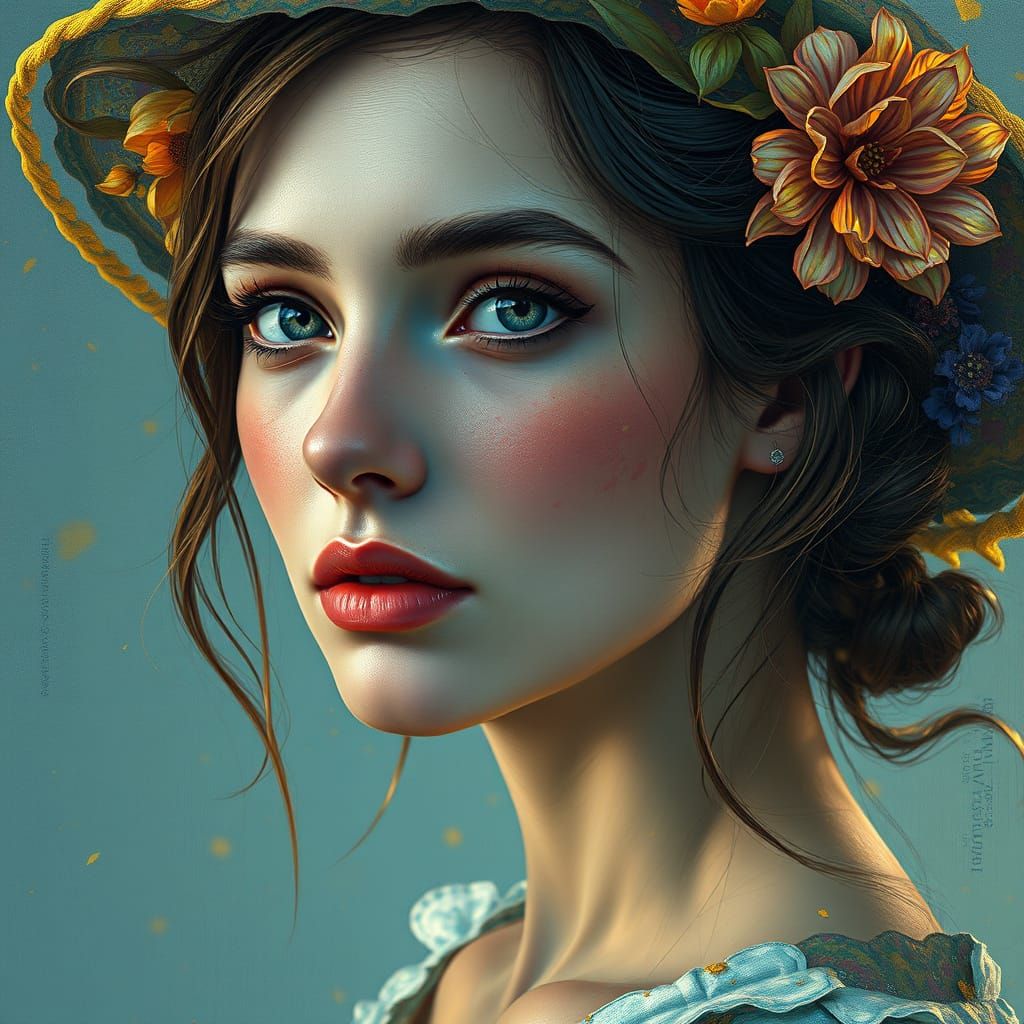 Ethereal Woman in Vibrant Van Gogh Style