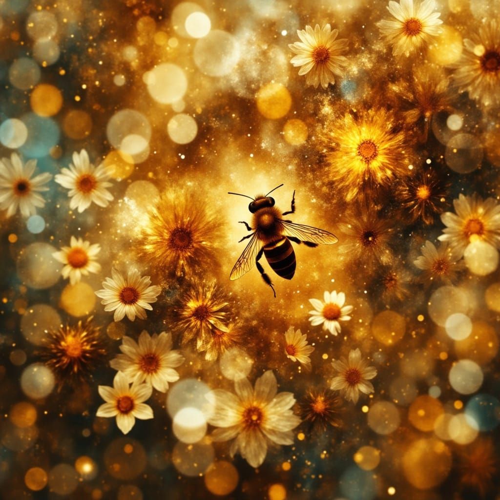 Vibrant Honeycomb Dreamscape in Ethereal Style