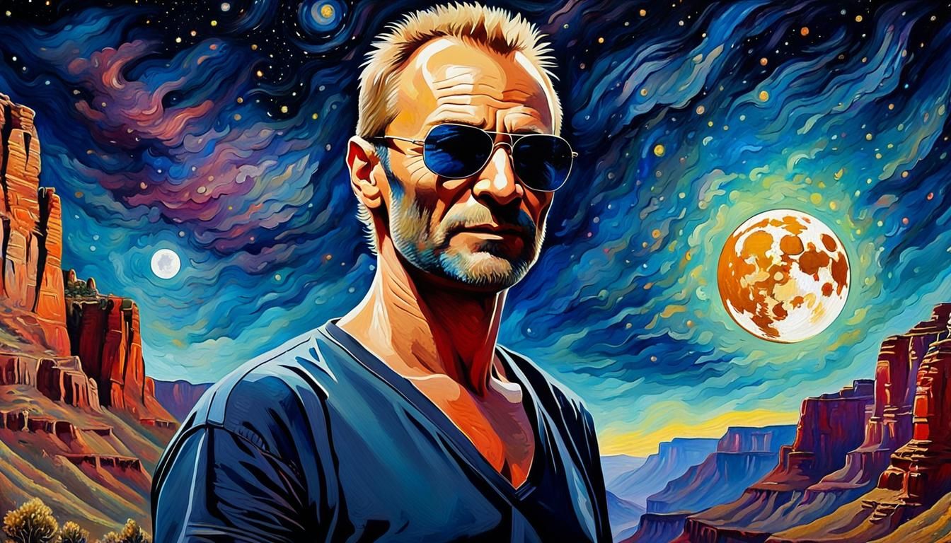 Sting in Rembrandt Style with Starry Night