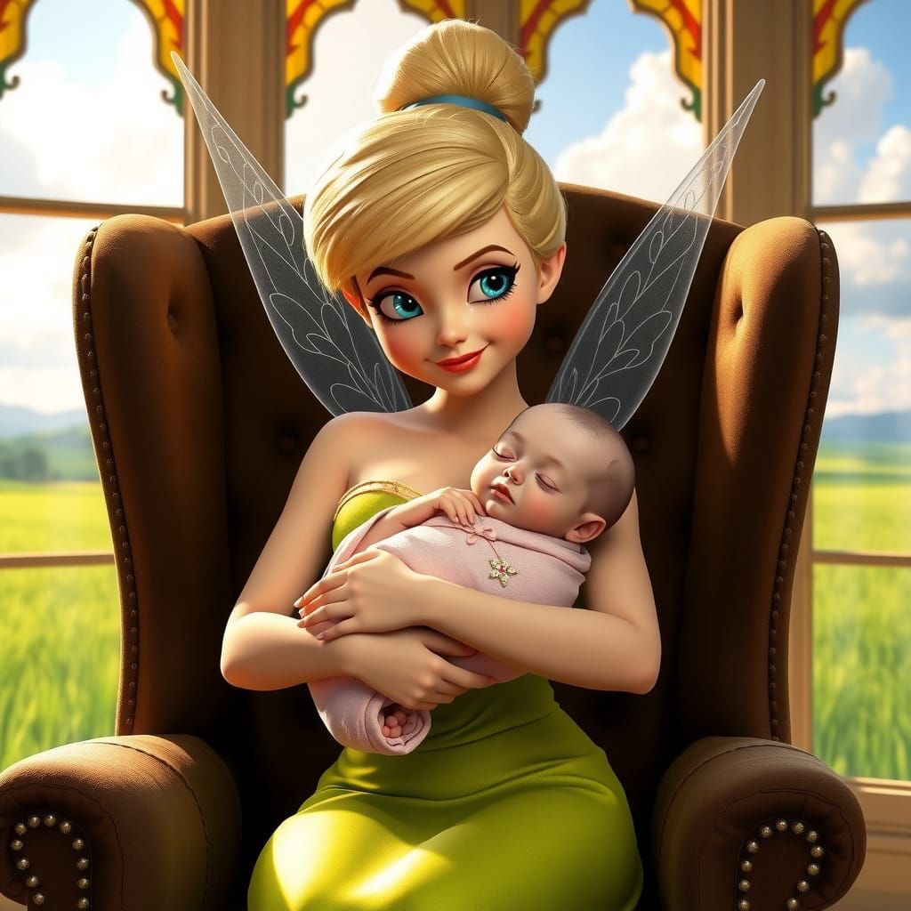 Tinkerbell Holding Baby, Concept Art Portrait