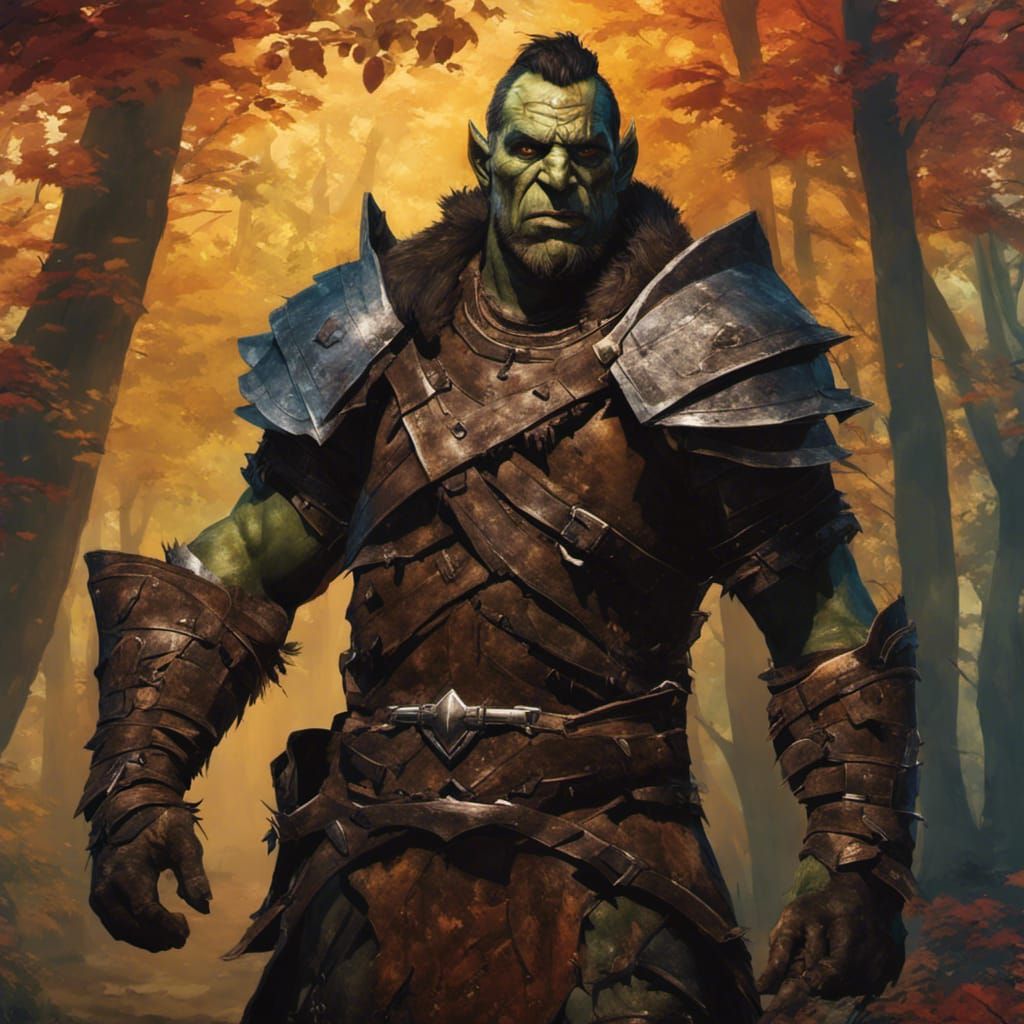 Hyperrealistic Orc Warrior in Forest