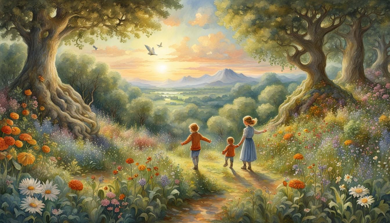 Sunny Forest: Children's Storybook Watercolor Illustration