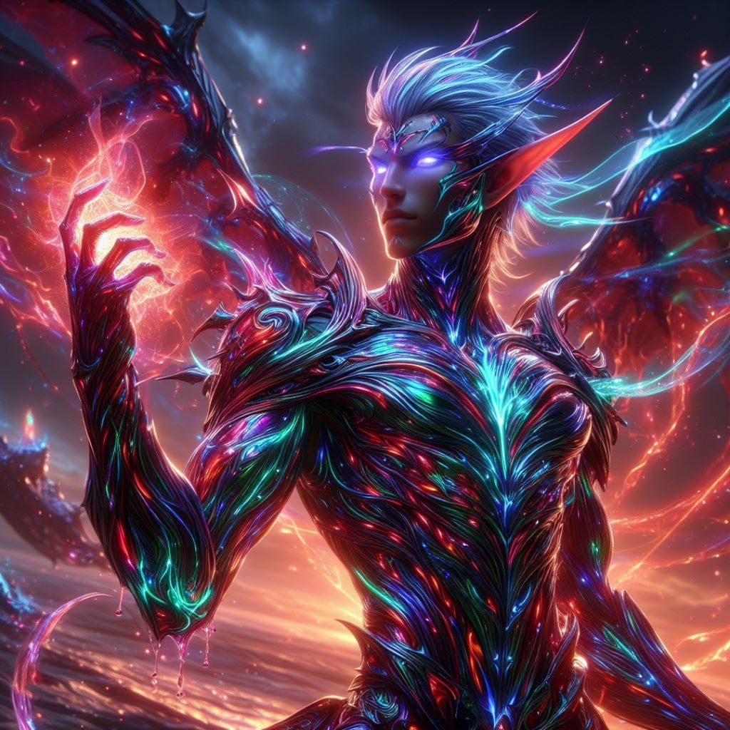 Elf Warrior Ablaze with Bioluminescent Magic